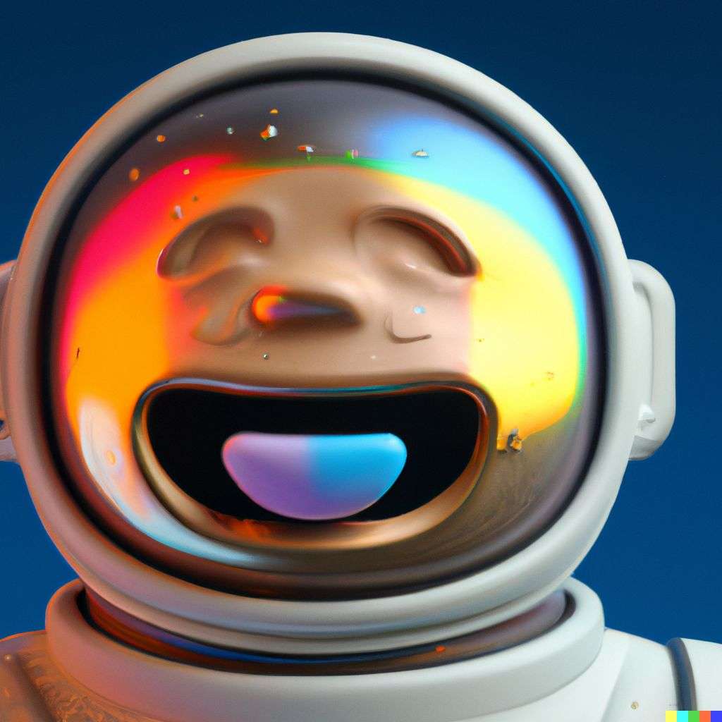 an astronaut, close-up, very cute, emoji, multicolored, Unreal Engine 3D render, trending on ArtStation, realistic materials